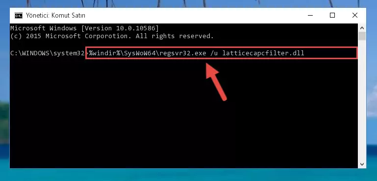 Latticecapcfilter.dll kütüphanesini sisteme tekrar kaydetme (64 Bit için)