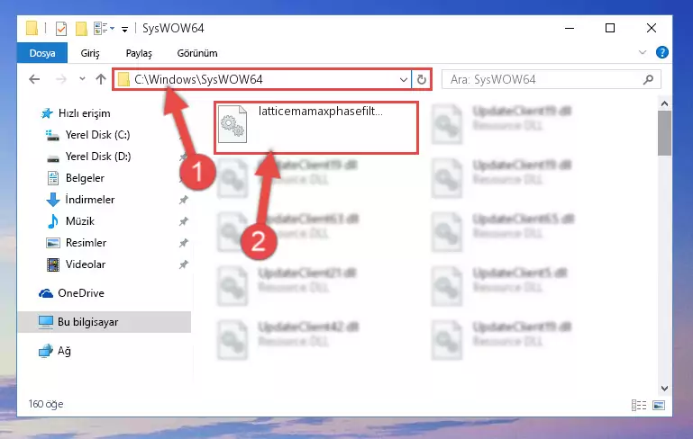 Latticemamaxphasefilter.dll kütüphanesini Windows/sysWOW64 klasörüne yapıştırma