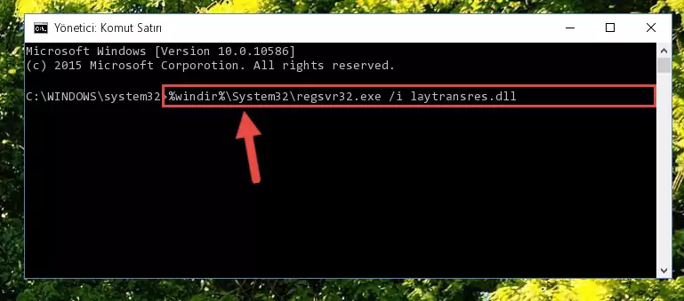 Laytransres.dll dosyasını sisteme tekrar kaydetme (64 Bit için)