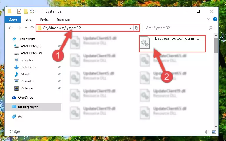 Libaccess_output_dummy_plugin.dll kütüphanesini Windows/sysWOW64 klasörüne kopyalama
