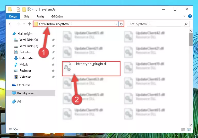 Libfreetype_plugin.dll dosyasını Windows/System32 dizinine kopyalama