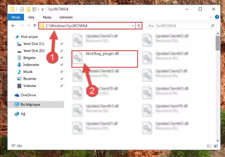 Libid3tag_plugin.dll kütüphanesini Windows/sysWOW64 klasörüne yapıştırma
