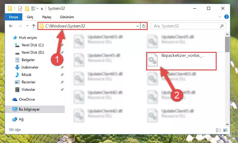 Libpacketizer_vorbis_plugin.dll kütüphanesini Windows/sysWOW64 klasörüne kopyalama