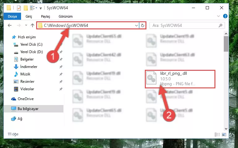 Libr_rl_png_.dll kütüphanesini Windows/sysWOW64 klasörüne yapıştırma