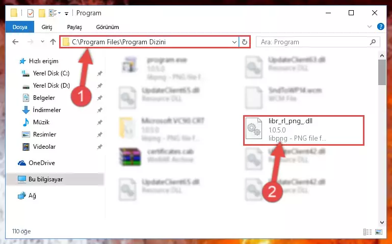 Libr_rl_png_.dll kütüphanesinin bozuk kaydını Kayıt Defterinden kaldırma (64 Bit için)