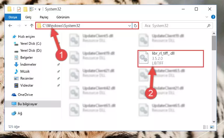 Libr_rl_tiff_.dll kütüphanesini Windows/System32 klasörüne kopyalama