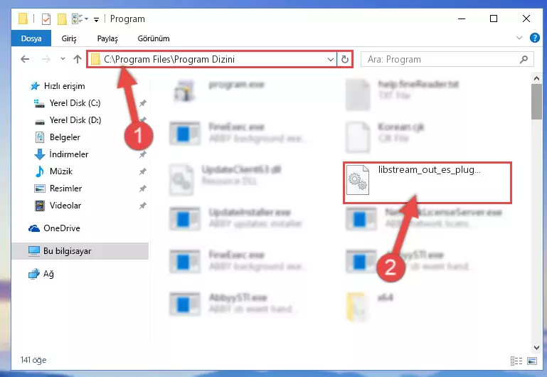 Libstream_out_es_plugin.dll dosyasının hasarlı kaydını sistemden kaldırma (64 Bit için)