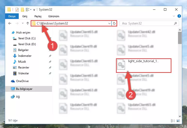 Light_side_tutorial_1.dll dosyasını Windows/sysWOW64 dizinine yapıştırma