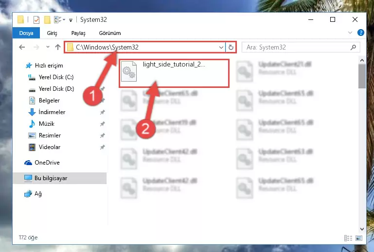 Light_side_tutorial_2.dll kütüphanesini Windows/System32 klasörüne kopyalama
