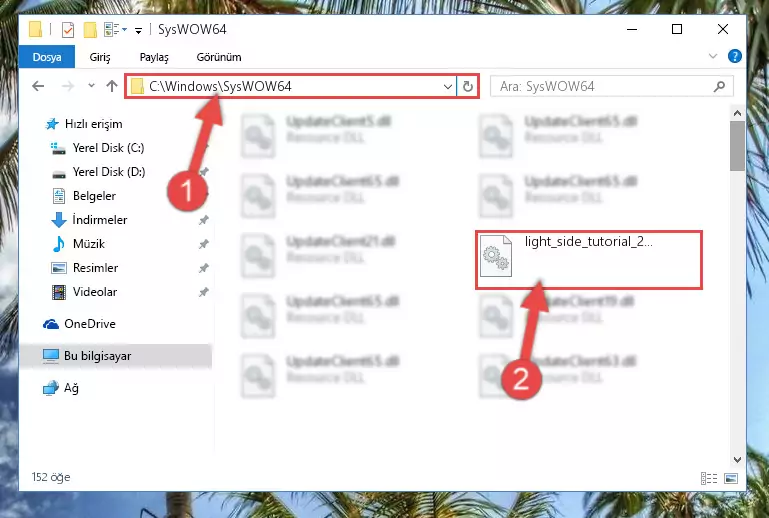 Light_side_tutorial_2.dll kütüphanesini Windows/sysWOW64 klasörüne kopyalama