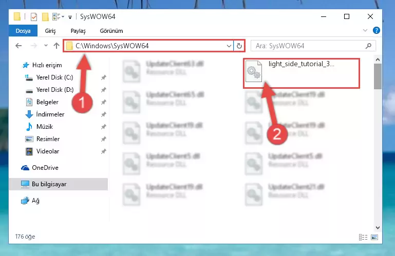 Light_side_tutorial_3.dll kütüphanesini Windows/sysWOW64 klasörüne kopyalama