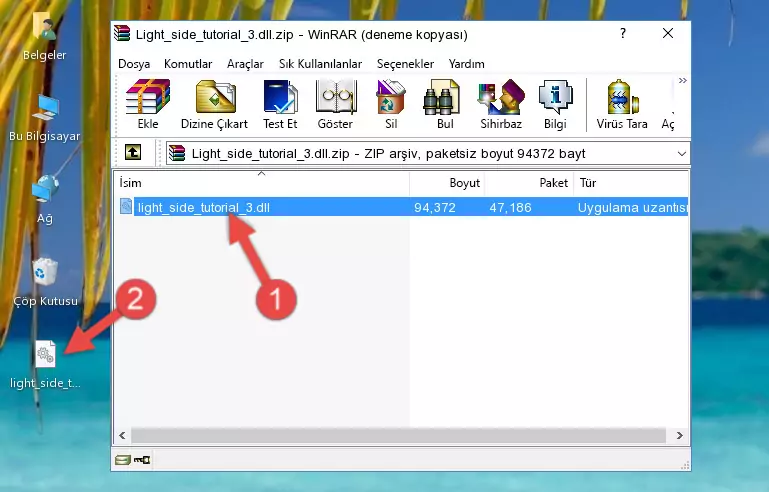 Uygulama ana klasörüne Light_side_tutorial_3.dll kütüphanesini kopyalama.