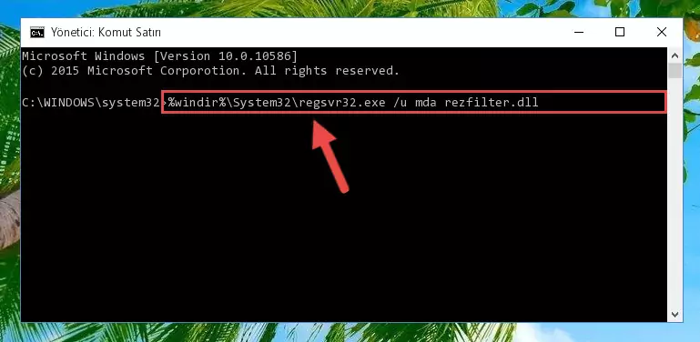 Mda rezfilter.dll dosyasını .zip dosyası içinden çıkarma