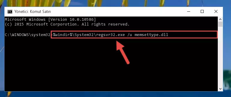 Memsettype.dll kütüphanesini .zip dosyası içinden çıkarma