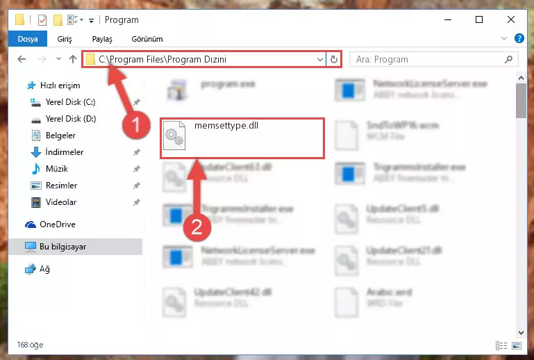 Memsettype.dll kütüphanesinin hasarlı kaydını sistemden kaldırma (64 Bit için)