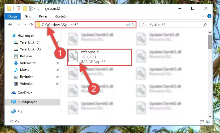 Mfappss.dll dosyasını Windows/sysWOW64 dizinine kopyalama