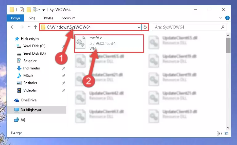 Mofd.dll kütüphanesini Windows/sysWOW64 klasörüne kopyalama