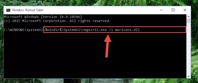 Moricons.dll dosyasını sisteme tekrar kaydetme (64 Bit için)
