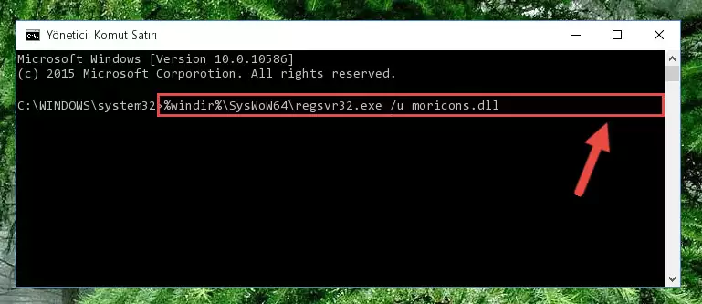 Moricons.dll dosyası için Windows Kayıt Defterinde yeni kayıt oluşturma