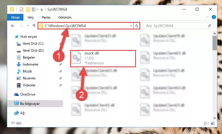 Mork.dll dosyasını Windows/sysWOW64 dizinine kopyalama