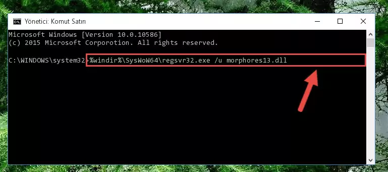 Morphores13.dll kütüphanesini sisteme tekrar kaydetme (64 Bit için)
