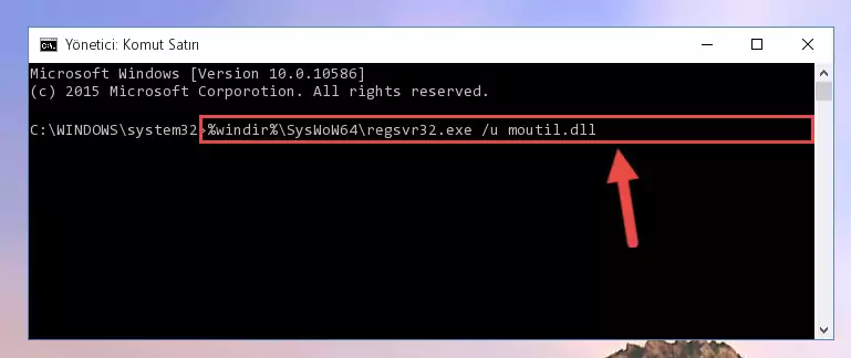 Moutil.dll kütüphanesini sisteme tekrar kaydetme (64 Bit için)
