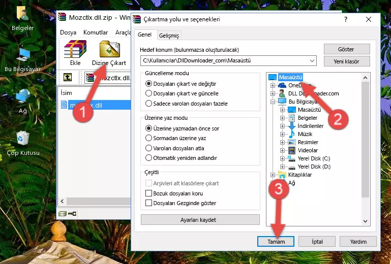 Mozctlx.dll dosyasını Windows/System32 dizinine kopyalama