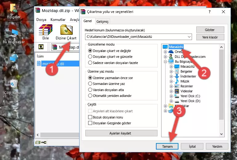 Mozldap.dll kütüphanesini Windows/System32 klasörüne yapıştırma