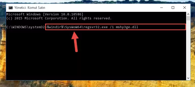 Mshy3ge.dll kütüphanesinin hasarlı kaydını sistemden kaldırma (64 Bit için)