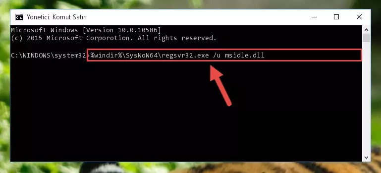 Msidle.dll kütüphanesi için Windows Kayıt Defterinde yeni kayıt oluşturma