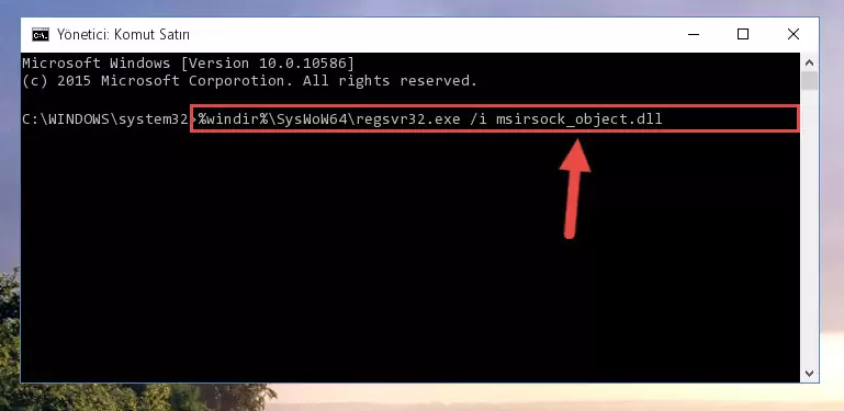 Msirsock_object.dll dosyasının hasarlı kaydını sistemden kaldırma (64 Bit için)