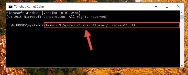 Msisam11.dll kütüphanesini sisteme tekrar kaydetme (64 Bit için)