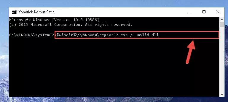 Mslid.dll dosyasını sisteme tekrar kaydetme (64 Bit için)