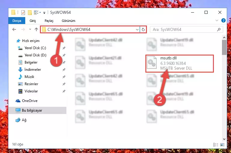Msutb.dll dosyasını Windows/sysWOW64 dizinine kopyalama