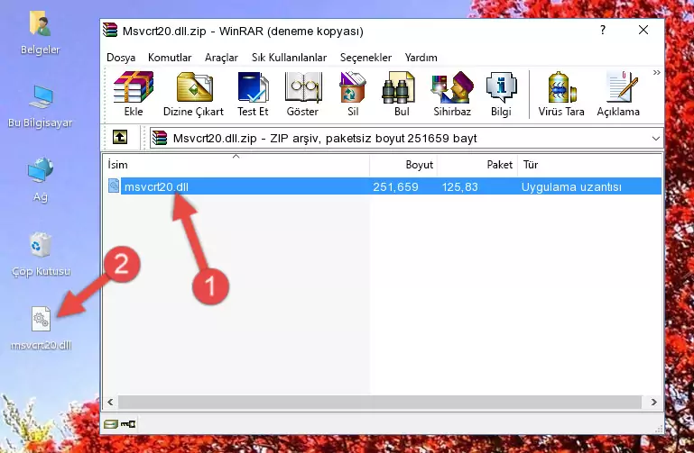 Program kurulum dizinine Msvcrt20.dll dosyasını kopyalama.