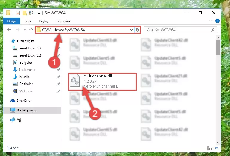 Multichannel.dll dosyasını Windows/sysWOW64 dizinine kopyalama
