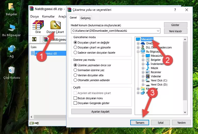 Natdbgeeui.dll kütüphanesini Windows/System32 klasörüne kopyalama
