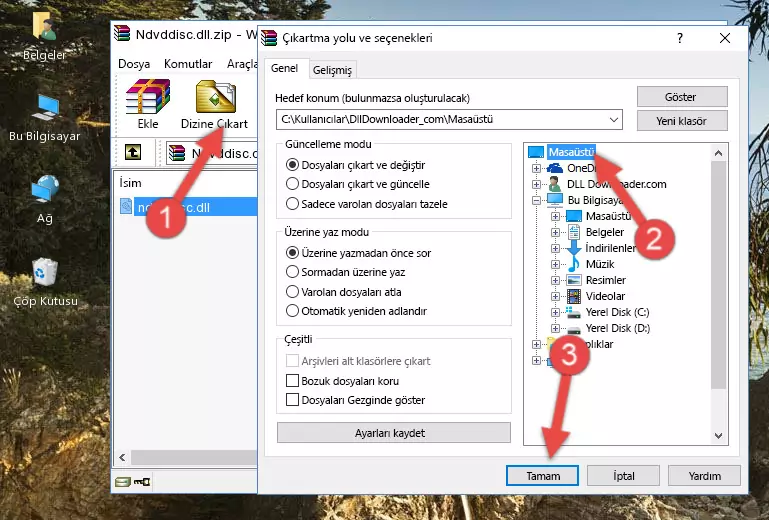 Ndvddisc.dll dosyasını Windows/System32 dizinine kopyalama
