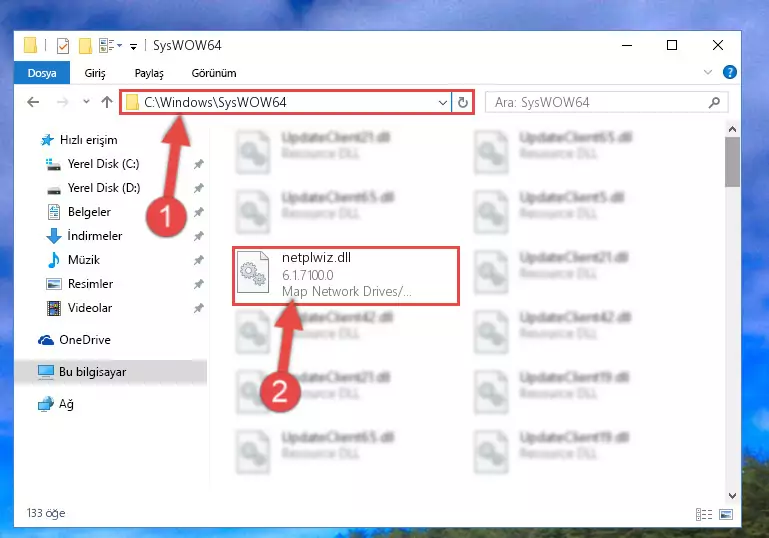 Netplwiz.dll dosyasını Windows/sysWOW64 dizinine kopyalama