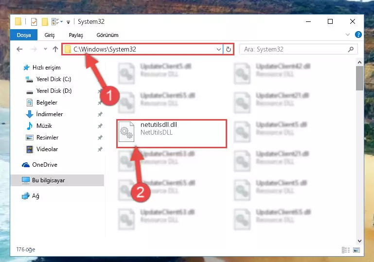 Netutilsdll.dll dosyasını Windows/sysWOW64 dizinine kopyalama