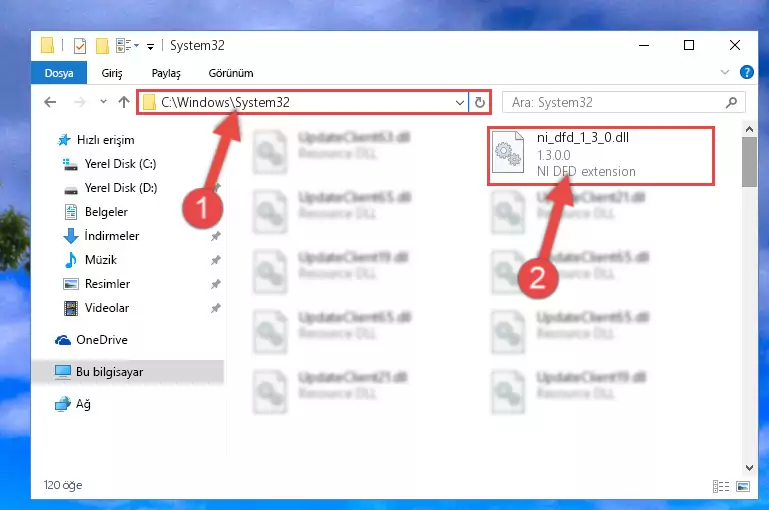Ni_dfd_1_3_0.dll dosyasını Windows/System32 dizinine kopyalama