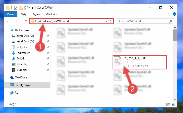 Ni_dfd_1_3_0.dll dosyasını Windows/sysWOW64 dizinine yapıştırma