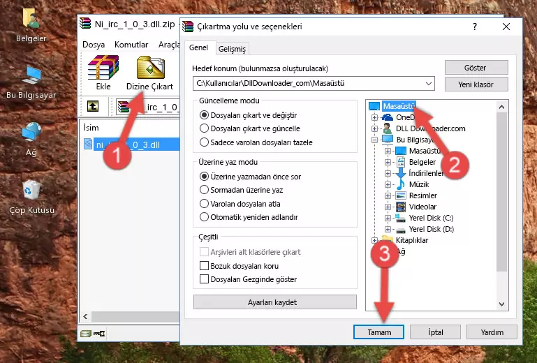 Ni_irc_1_0_3.dll kütüphanesini Windows/System32 klasörüne kopyalama