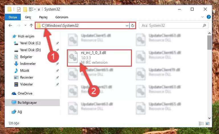 Ni_irc_1_0_3.dll kütüphanesini Windows/sysWOW64 klasörüne kopyalama