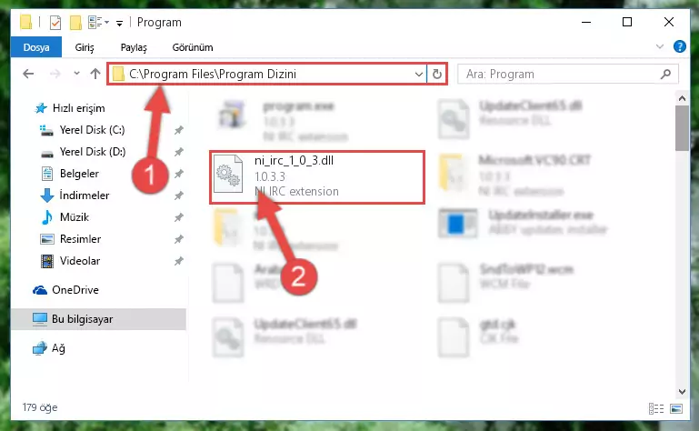 Ni_irc_1_0_3.dll kütüphanesini seçili hale getirme