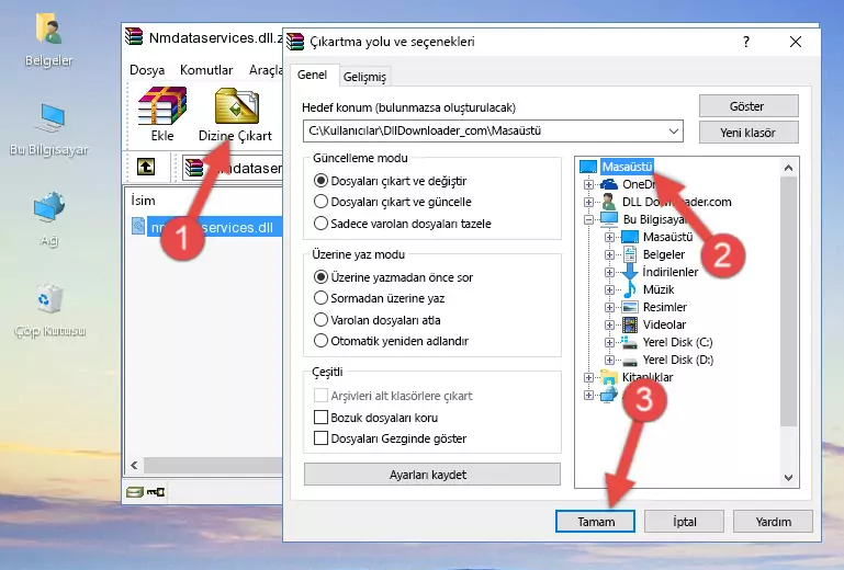 Nmdataservices.dll dosyasını Windows/System32 dizinine yapıştırma