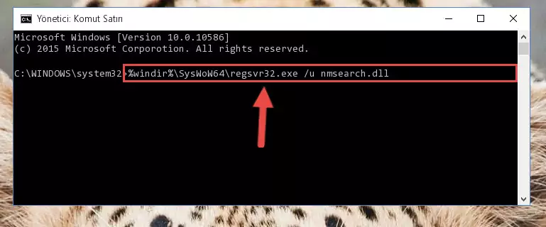 Nmsearch.dll kütüphanesini sisteme tekrar kaydetme (64 Bit için)