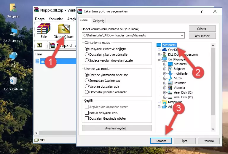 Nsppx.dll kütüphanesini Windows/System32 klasörüne kopyalama