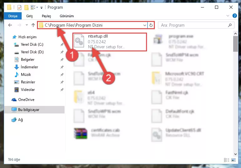 Ntsetup.dll dosyasının bozuk kaydını Windows Kayıt Defterinden kaldırma (64 Bit için)