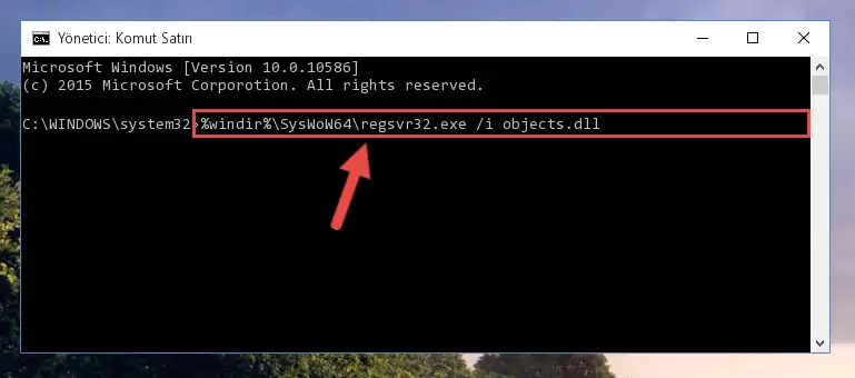 Objects.dll kütüphanesinin bozuk kaydını Windows Kayıt Defterinden kaldırma (64 Bit için)